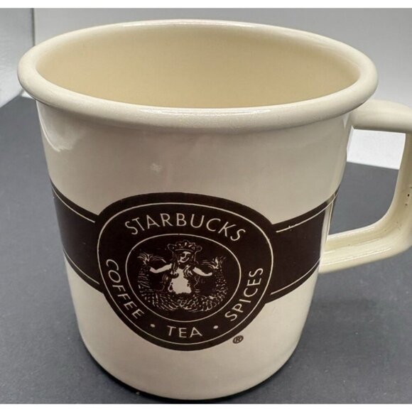 Starbucks Enamel Mug 2016 Vintage Brown Logo Coffee Tea Spices - Picture 1 of 4
